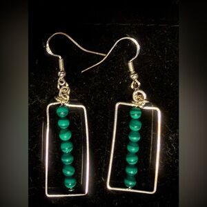 Handmade Green Malachite Bead and Earrings
